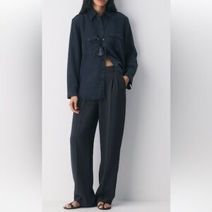 Wilfred Effortless Pant Black Wide Leg Trouser Size 6